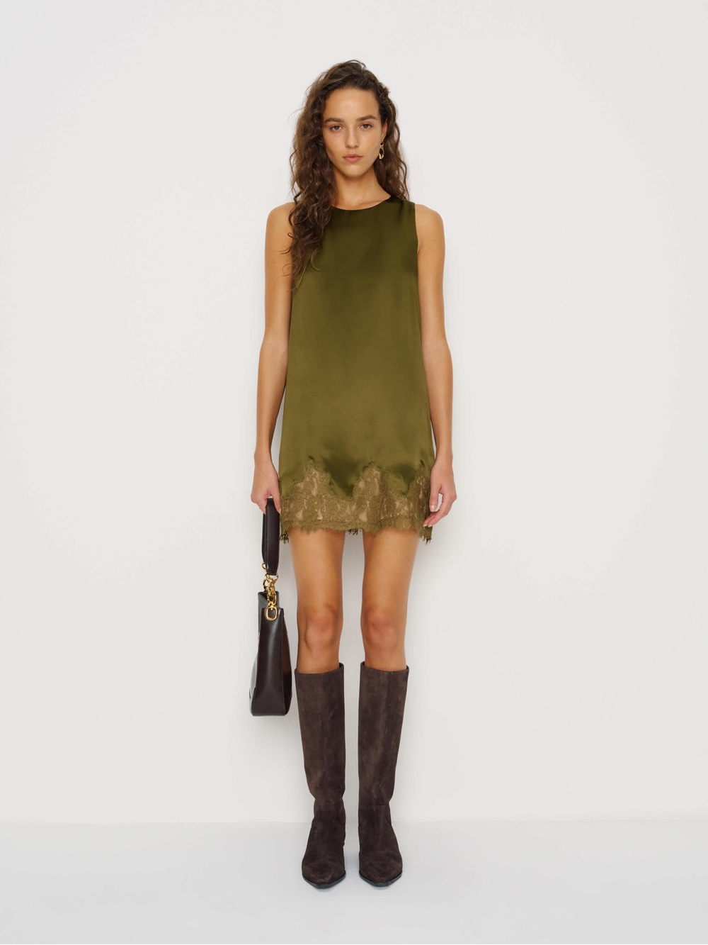 Reformation Jessalyn Silk Dress Green - Size S